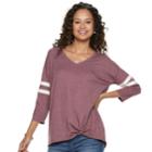 Juniors' So&reg; Varsity Striped Knot Front Tunic, Teens, Size: Xs, Dark Pink