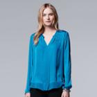 Women's Simply Vera Vera Wang Pintuck Top, Size: Small, Blue (navy)