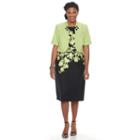 Plus Size Maya Brooke Floral Sheath Dress & Embellished Jacket Set, Women's, Size: 16 W, Green