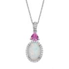 Lab-created Opal & Gemstone Sterling Silver Halo Pendant Necklace, Women's