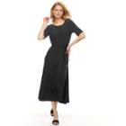 Women's Nina Leonard Solid Tea-length Dress, Size: Xl, Black