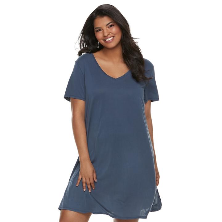 Juniors' Plus Size Mudd&reg; T-shirt Dress, Teens, Size: 1xl, Med Blue