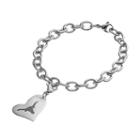 Fiora Stainless Steel Texas Longhorns Heart Charm Bracelet, Women's, Size: 8, Grey