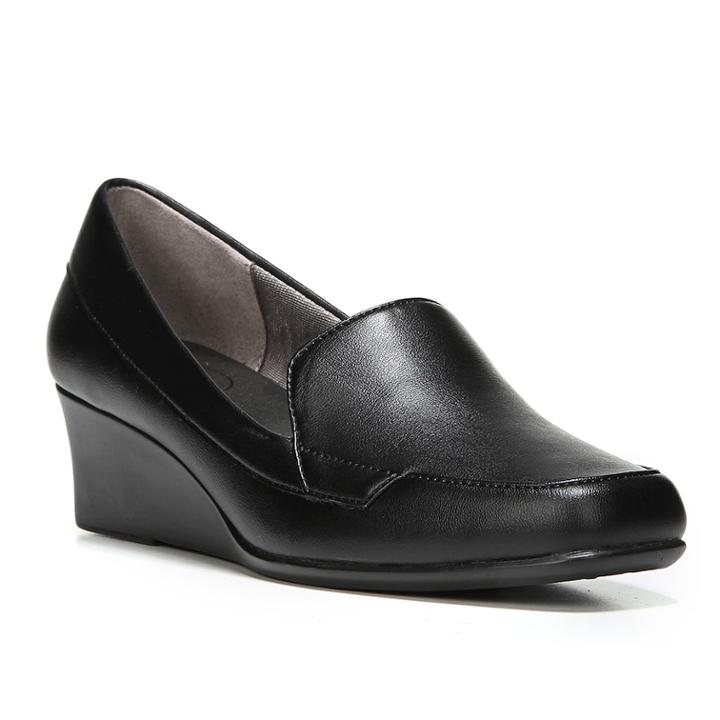 Lifestride Gita Women's Wedge Loafers, Size: Medium (7.5), Black