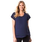 Maternity Pip & Vine By Rosie Pope Double-layer Tee, Women's, Size: M-mat, Blue (navy)