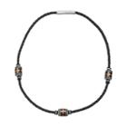 Stainless Steel And Leather Bead Cross Necklace - Men, Size: 20, Grey
