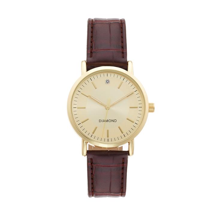 Men's Diamond Accent Dress Watch, Size: Large, Brown