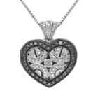 Black Diamond Accent Sterling Silver Heart Pendant Necklace, Women's, Size: 18