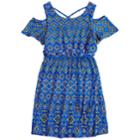 Girls 7-16 Three Pink Hearts Printed Cold-shoulder Dress, Size: 7, Med Blue