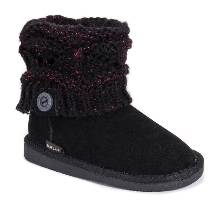 Muk Luks Patti Girl's Ankle Boots, Size: 1, Black