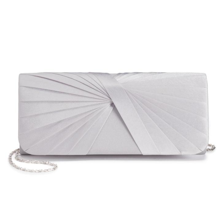 Lenore By La Regale Satin Twist Flap Clutch, Women's, Silver