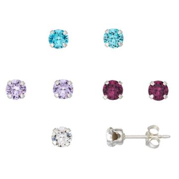 Charming Girl Kids' Crystal Stud Earring Set, Purple