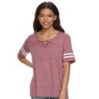 Juniors' So&reg; Lace-up Varsity Tee, Teens, Size: Xl, Dark Pink
