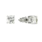Chaps Silver Tone Simulated Crystal Stud Earrings, Women's, Grey