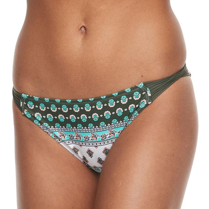 Mix And Match Scroll Hipster Bikini Bottoms, Girl's, Size: Medium, Dark Green