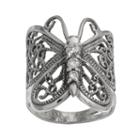 Sterling Silver Clear Cubic Zirconia Butterfly Ring, Women's, Size: 8, Multicolor