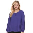 Women's Apt. 9&reg; Pleated Crepe Blouse, Size: Xl, Drk Purple