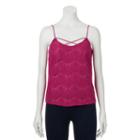 Juniors' Love, Fire Criss-cross Lace Camisole, Teens, Size: Xs, Dark Pink