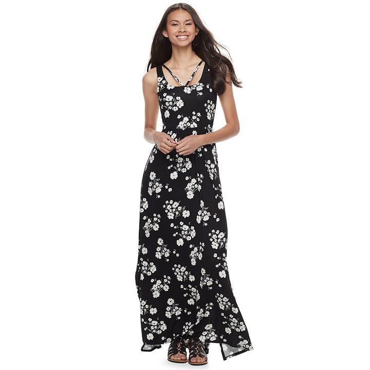 Juniors' So&reg; Strappy Scoopneck Maxi Dress, Teens, Size: Small, Oxford