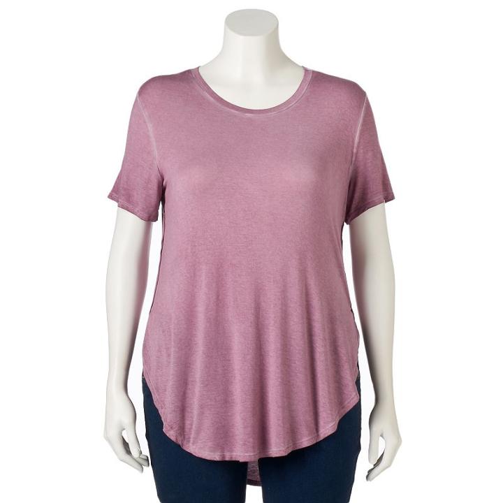 Juniors' Plus Size Mudd&reg; Short Sleeve Shirttail Tee, Girl's, Size: 1xl, Dark Red