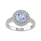 Sterling Silver Sky Blue Topaz & 1/8 Carat T.w. Diamond Halo Ring, Women's, Size: 7