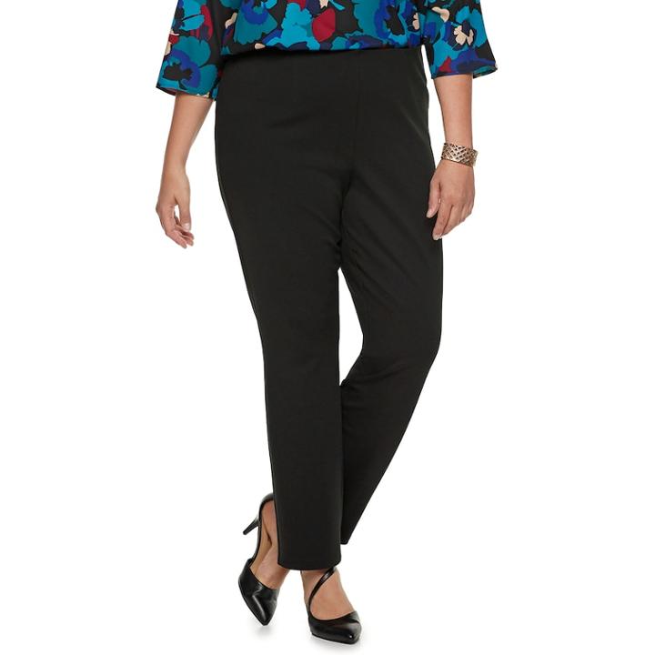 Plus Size Dana Buchman Pull-on Mid-rise Pants, Women's, Size: 3xl, Black