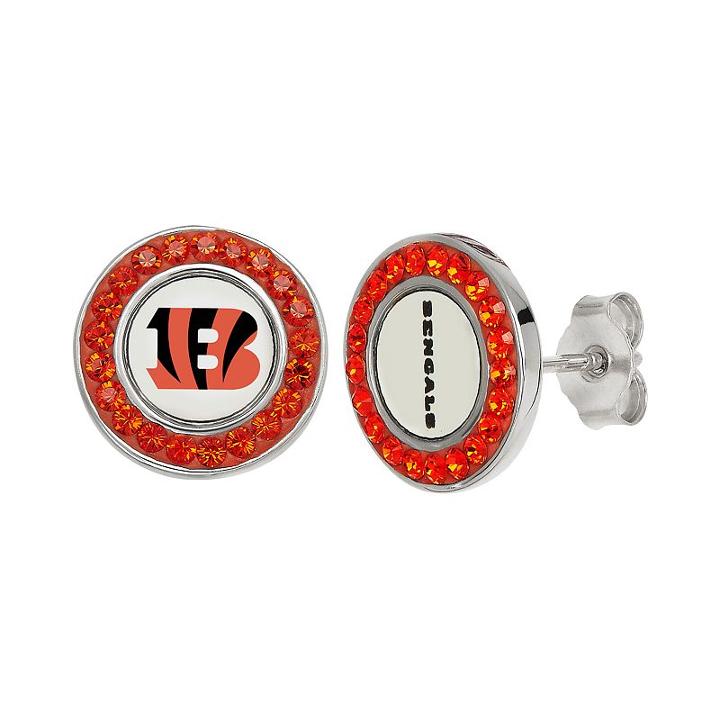 Cincinnati Bengals Crystal Team Logo Stud Earrings, Women's, Orange