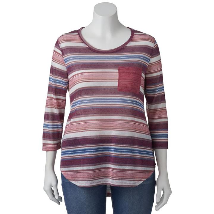 Juniors' Plus Size Wallflower Print Pocket Tee, Girl's, Size: 1xl, Med Blue