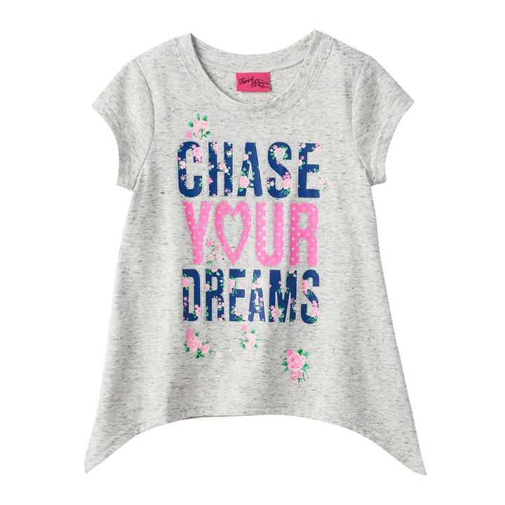 Girls 4-6x Chase Your Dreams Tee, Girl's, Size: 5, Light Grey