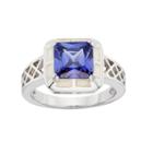 Cubic Zirconia & Opal Sterling Silver Halo Openwork Ring, Women's, Size: 8, Purple
