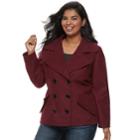 Juniors' Plus Size J-2 Oxford Wool Double Breasted Jacket, Teens, Size: 2xl, Dark Red
