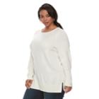 Plus Size Apt. 9&reg; Lurex Crewneck Sweater, Women's, Size: 3xl, White
