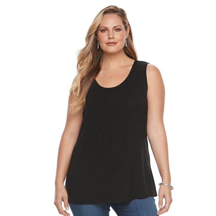 Plus Size Croft & Barrow&reg; Pintuck Tank, Women's, Size: 3xl, Black