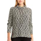 Women's Chaps Marled Funnel Neck Sweater, Size: Xxl, Black