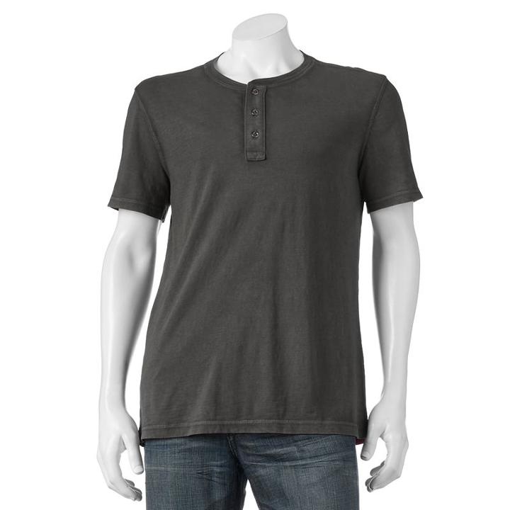 Men's Sonoma Goods For Life&trade; Classic-fit Garment-dyed Slubbed Henley, Size: Xxl, Grey