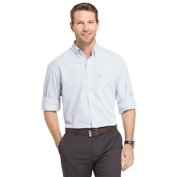 Men's Izod Essential Regular-fit Tattersall Checked Button-down Shirt, Size: Xl, Blue Other