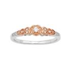 1/8 Carat T.w. Diamond 10k Rose Gold & Sterling Silver Heart Ring, Women's, Size: 7, White