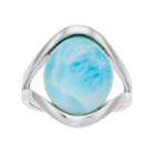 Sterling Silver Larimar Cabochon Split Shank Ring, Women's, Size: 7, Blue