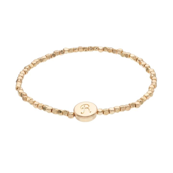 Lc Lauren Conrad Cube Bead Monogram Stretch Bracelet, Women's, Gold