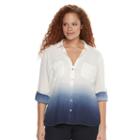 Plus Size Rock & Republic&reg; Roll-tab Gauze Shirt, Women's, Size: 1xl, White
