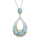 Sterling Silver Cubic Zirconia Teardrop Pendant Necklace, Women's, Size: 18, Multicolor