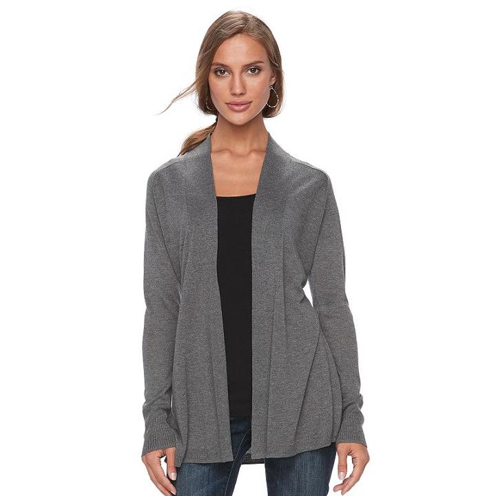 Women's Apt. 9&reg; Ribbed Cardigan, Size: Xl, Med Grey