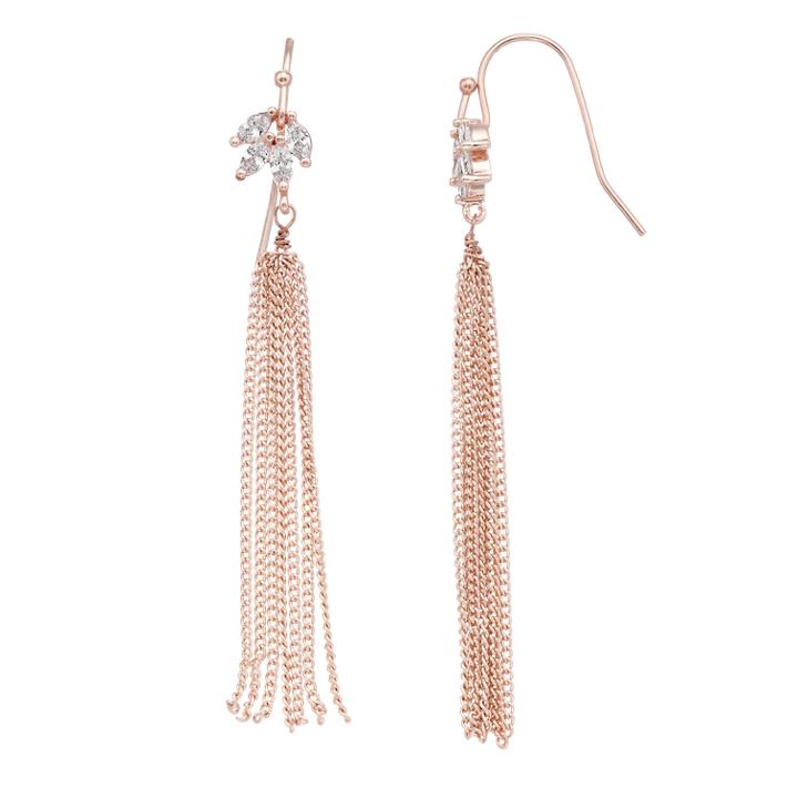 Lc Lauren Conrad Leaf Nickel Free Tassel Drop Earrings, Women's, Light Red