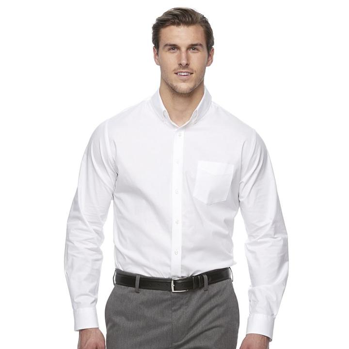 Big & Tall Croft & Barrow&reg; Classic-fit Stretch Woven Button-down Shirt, Men's, Size: Xl Tall, White