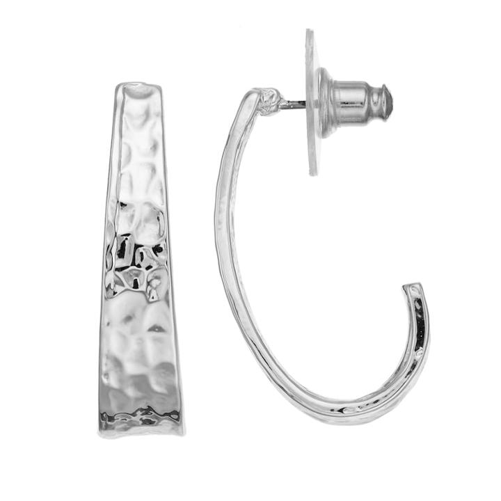 Dana Buchman Hammered J-hoop Earrings, Women's, Silver