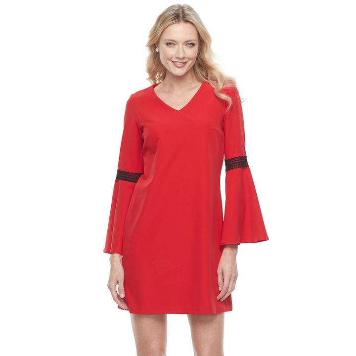 Women's Sharagano Bell Sleeve Shift Dress, Size: 8, Light Red