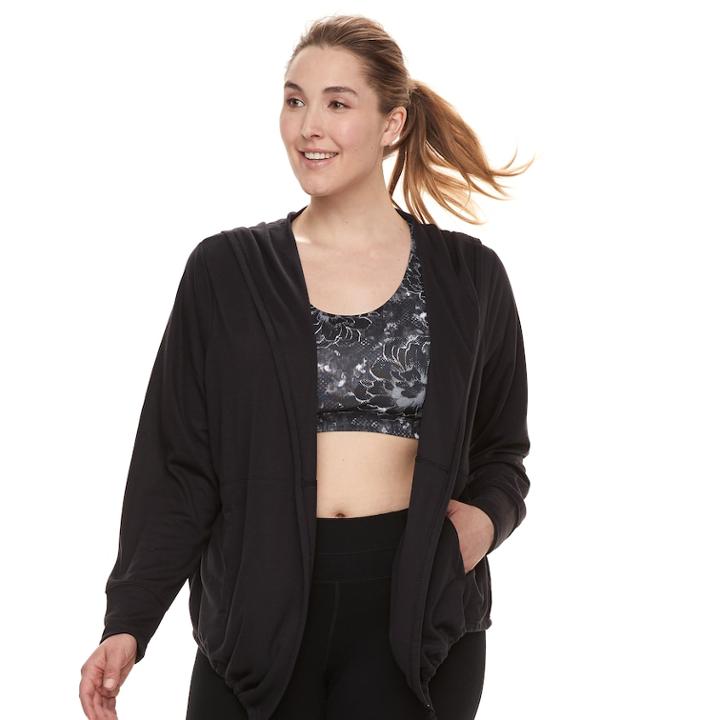 Plus Size Tek Gear&reg; Hooded Long Sleeve Wrap, Women's, Size: 2xl, Black