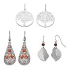 Mudd&reg; Tree, Leaf & Teardrop Nickel Free Earring Set, Women's, Silver