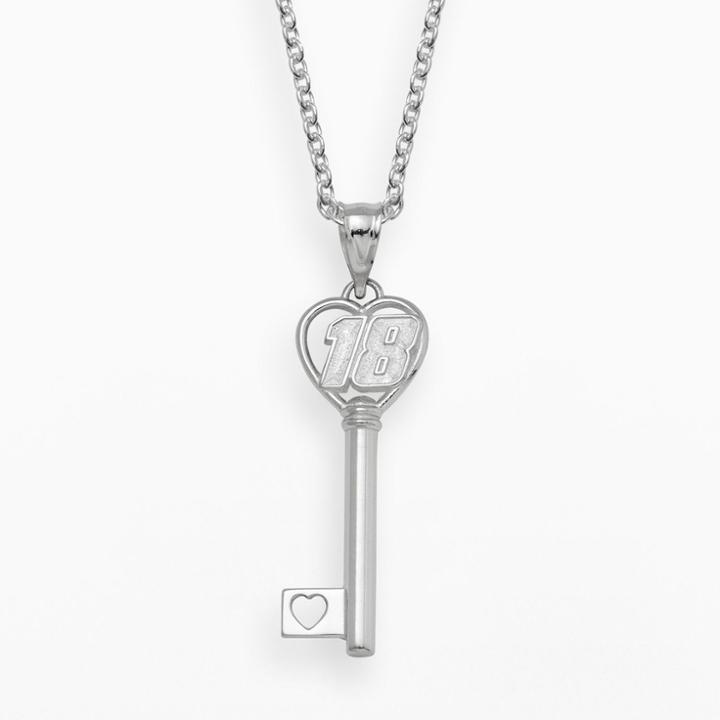 Insignia Collection Nascar Kyle Busch Sterling Silver 18 Heart Key Pendant, Women's, Size: 18