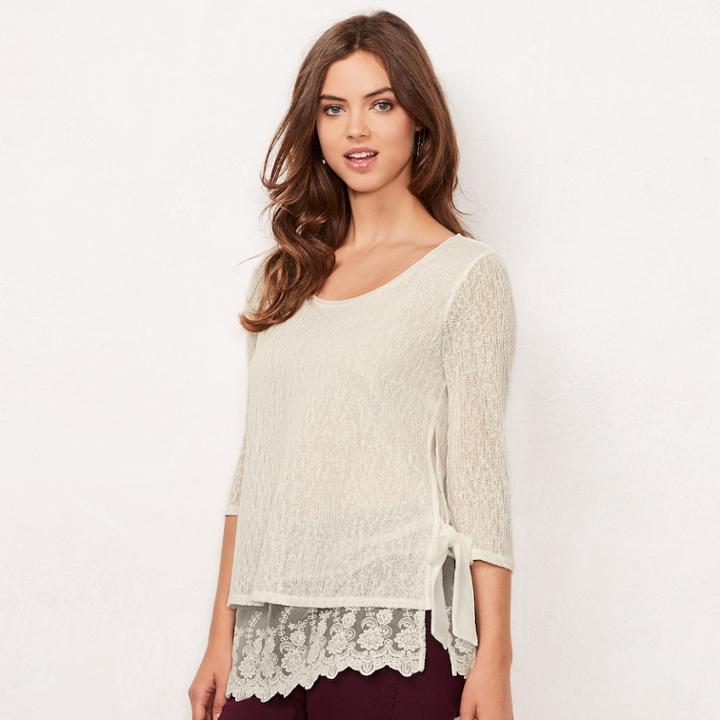 Women's Lc Lauren Conrad Lace Tunic, Size: Xs, White Oth